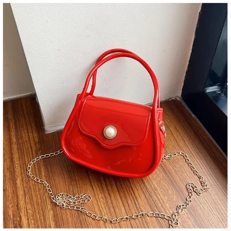 

X7XC Women Crossbody Chain Purse PVC Jelly Small Bag Solid Color Shoulder Handbag for Various Occasion and Travel