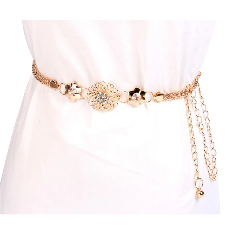 Fashion Elegant Metal Waist Chain Belt Gold Buckle Body Chain Dress Belt