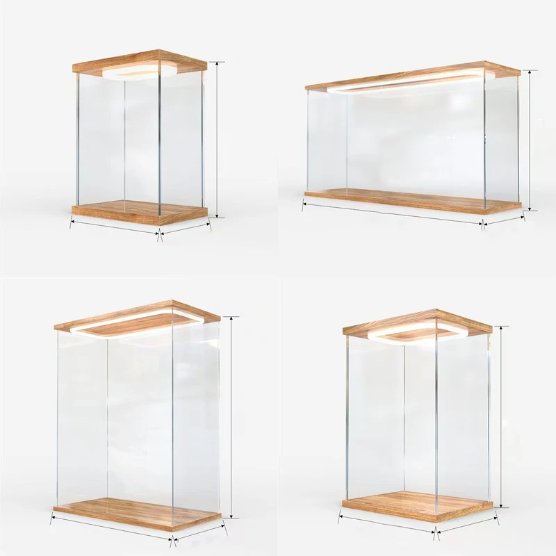 

Clear Acrylic Display Cabinet with Ring LED Light for Action Figure, Assembly Storage Box for Car Models, Dolls and Collectibles