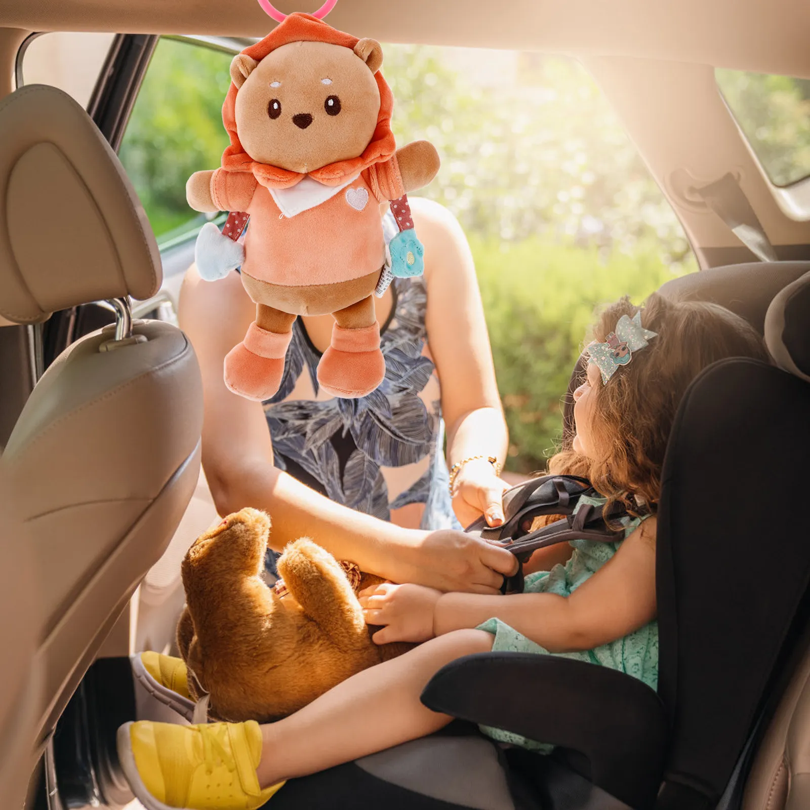 Lion Stuffed Hanging Animal Soft Baby Car Seat Accessory Stroller Crib Mobile Spiral Arch Pram Rattles Car Seat Toy view 3