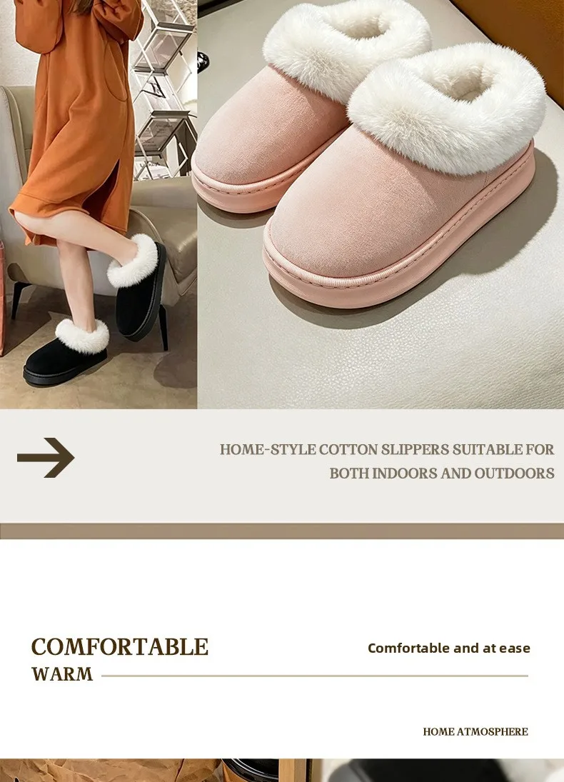 2026 Hochwertige Damen-Schneestiefel, Flauschige Plüsch-Kunstfell-Hausschuhe, Weiche Winter-Innenschuhe, Komfortable Herrenschuhe für Zuhause – Detail 5
