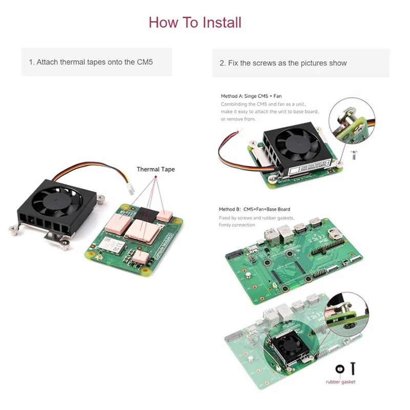 Exquisite Workmanship-Lüfter für Raspberry Pi Compute Module 5, CM5 Kühlkörper Kühler Kühler, 5V Netzteil, mit Therma
