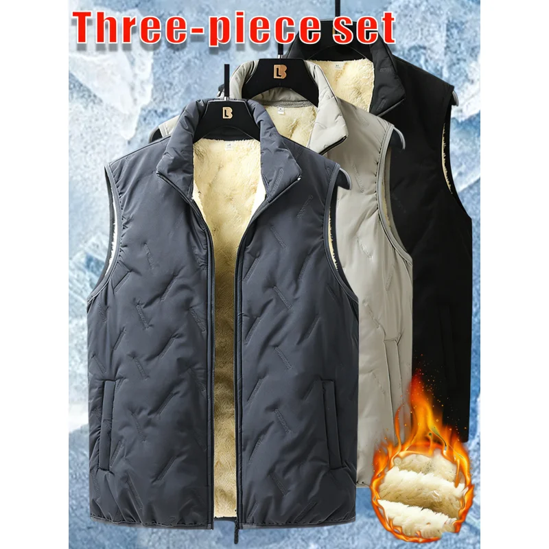 

Autumn and winter fashion men's cotton vest jacket casual multifunctional plus size warm standing collar sleeveless men's top