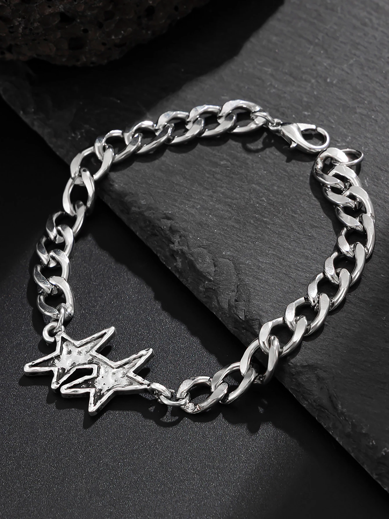1pc Retro Doppel Sterne Armband Für Männer Frau Hip Hop Unisex Punk Schmuck Cool Rock Luxus Zubehör – Detail 6