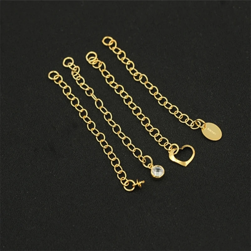 14K Gold Filled 5cm Extension Chain Necklace Bracelet Jewelry Making Oval Heart Zircon Gold Filled Chain DIY Jewelry Findings