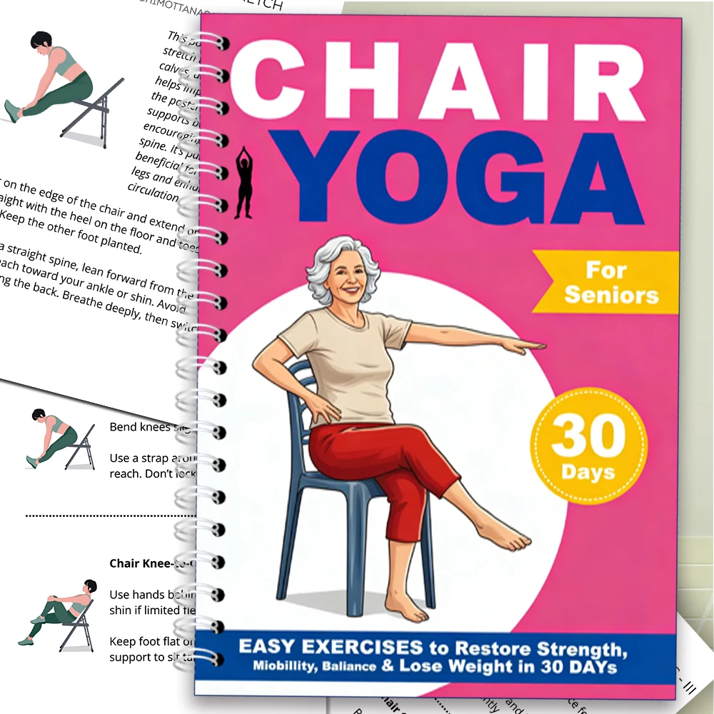 

Chair Yoga Logbook Notebook Fitness Plan for Seniors 60 and Above, Gentle Seated Yoga for Balance Flexibility, A5 Easy Guide