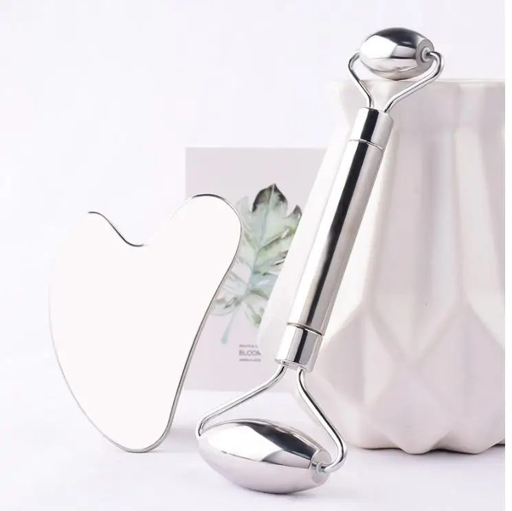 Stainless Steel Facial Roller & Gua Sha Set 5