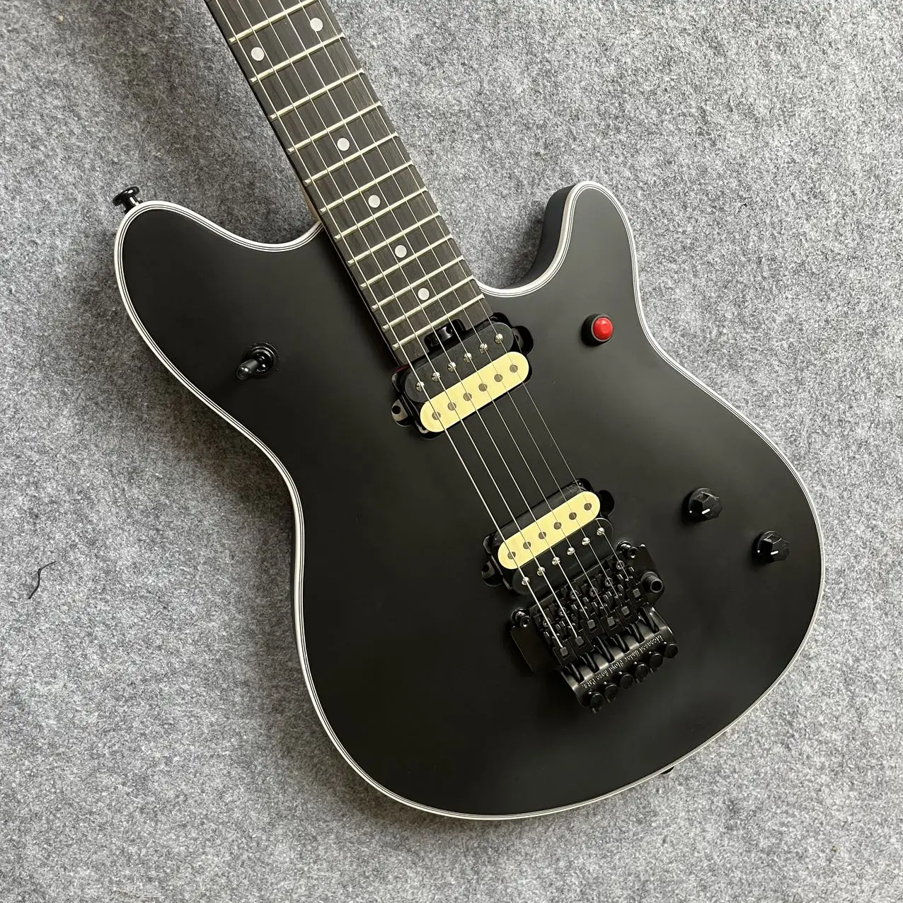 Custom Special Matte Black Floyd Rose Tremolo Bridge Guitar Red Knob
