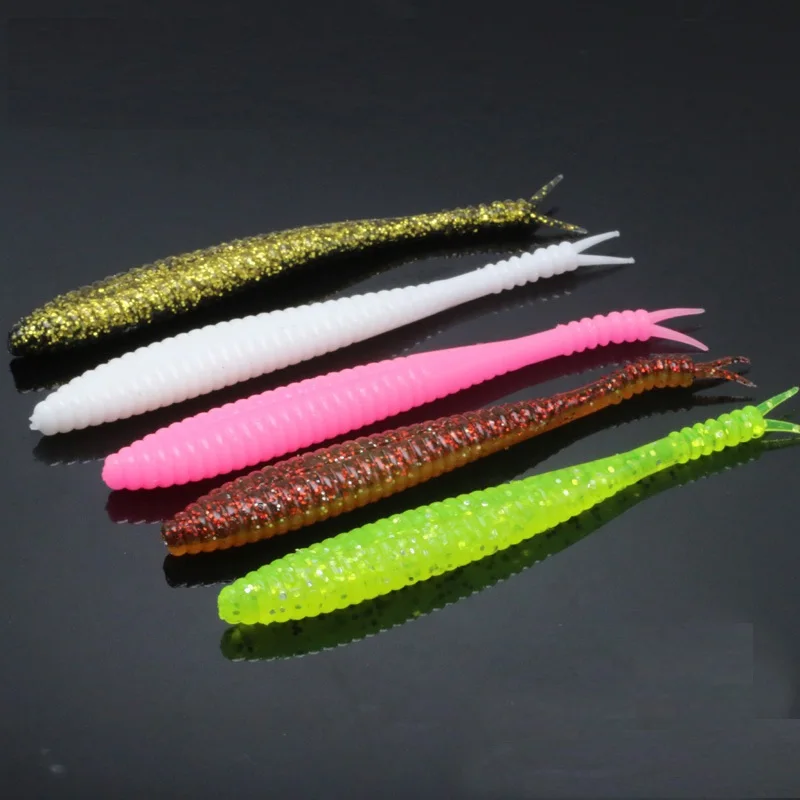 

6/7pcs Fishing Soft Lure Silicone Bait Fork Tail Shad Worm Swimbait Freshwater Bass Trout Crappie Walleye 96mm