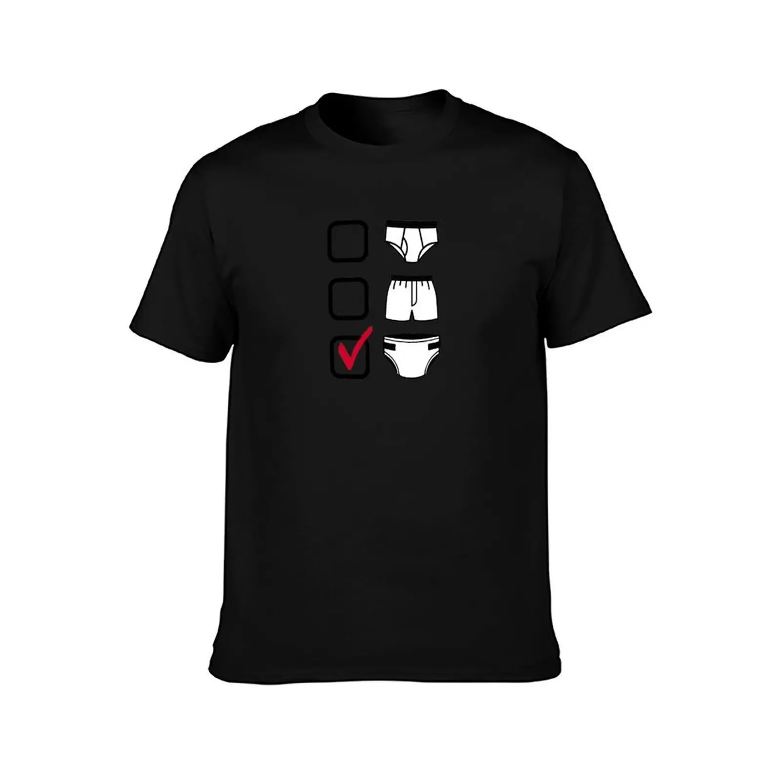 BRIEFS BOXERS DIAPERS Check Box ABDL Humor T SHIRT T-Shirt Summer Casual Cotton Tee, Unisex Men Women