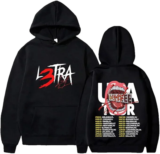 Yunara L L3tra Tour 2025 Merch هوديس ملابس الشارع الشهير البلوفرات تأثيري النساء الرجال الهيب هوب بلوزات طويلة الأكمام