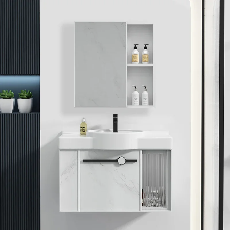 Mueble de baño moderno y sencillo, mueble de baño de aluminio, lavabo combinado, mesa de lavado para balcón, apartamento pequeño