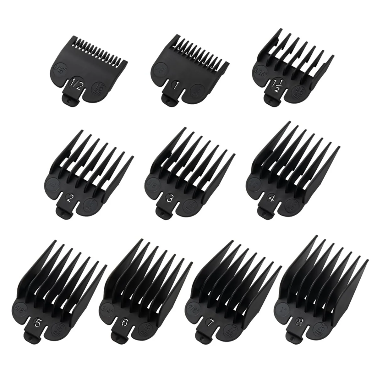 Nieuwe 10 STKS Clipper Guards Set voor de meeste Wahl Clippers en Babyliss FX870 Clipper Gidsen Vervanging - 1/16 inch tot 1 inch