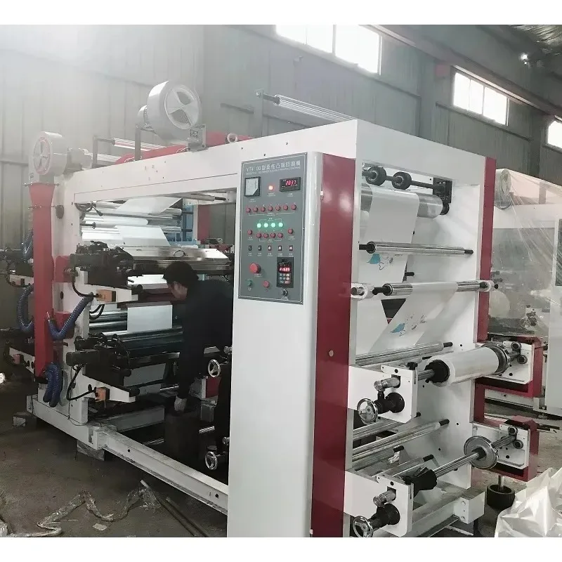 YG Customized Factory Sales Cheap Price Four Color Plastic Film Roll Flexographic Printing Machine Plastic Bag Flexo Printer