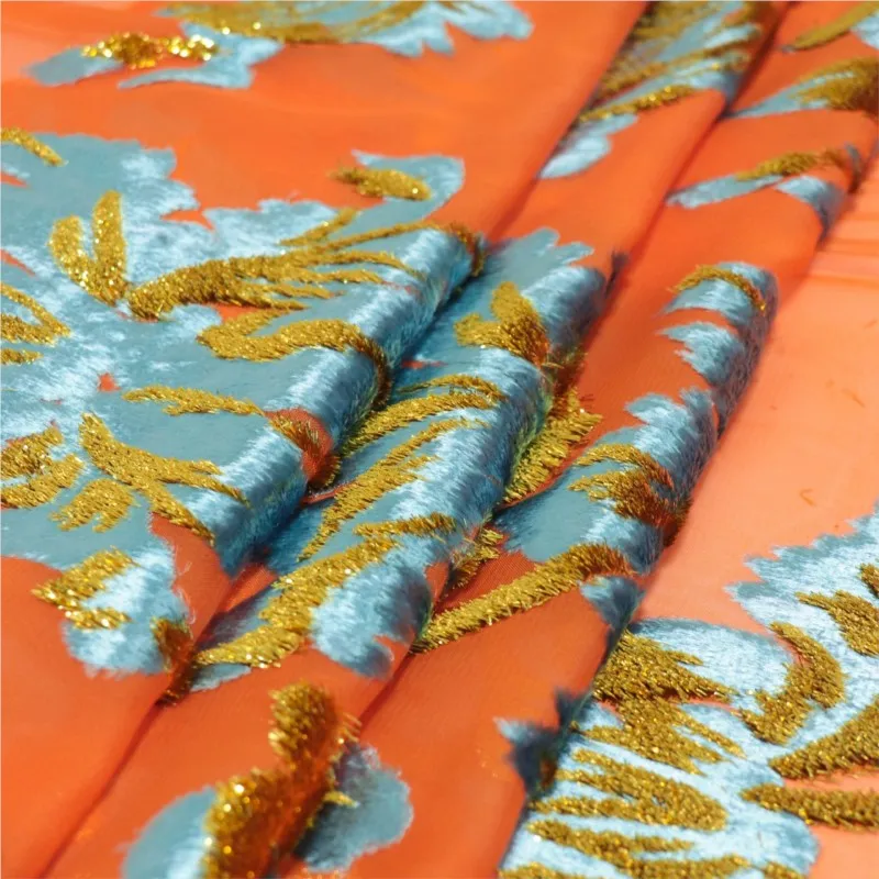 Woven velvet jacquard brocade viscose fabric haute couture dress cheongsam