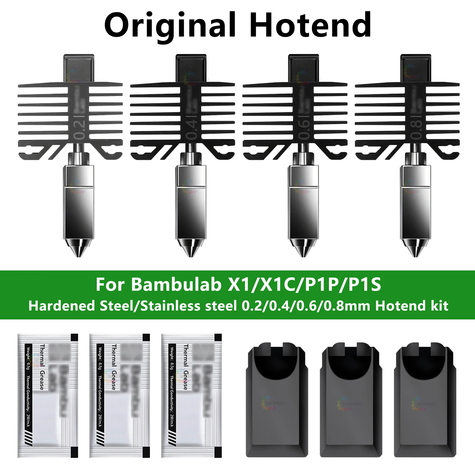 

Original Hotend For Bambu Lab p1p X1C P1S X1 P1P Upgrade Hot end Print Head 3D printing parts For bambulab Hardened steel Nozzle