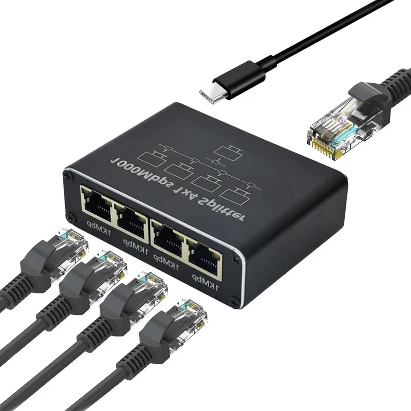 

Gigabit Ethernet Splitter 1 to 2/3/4, 1000Mbps RJ45 LAN Internet Splitter for Computer/Hub/Switch/Router/Set-Top Box/Digital TV