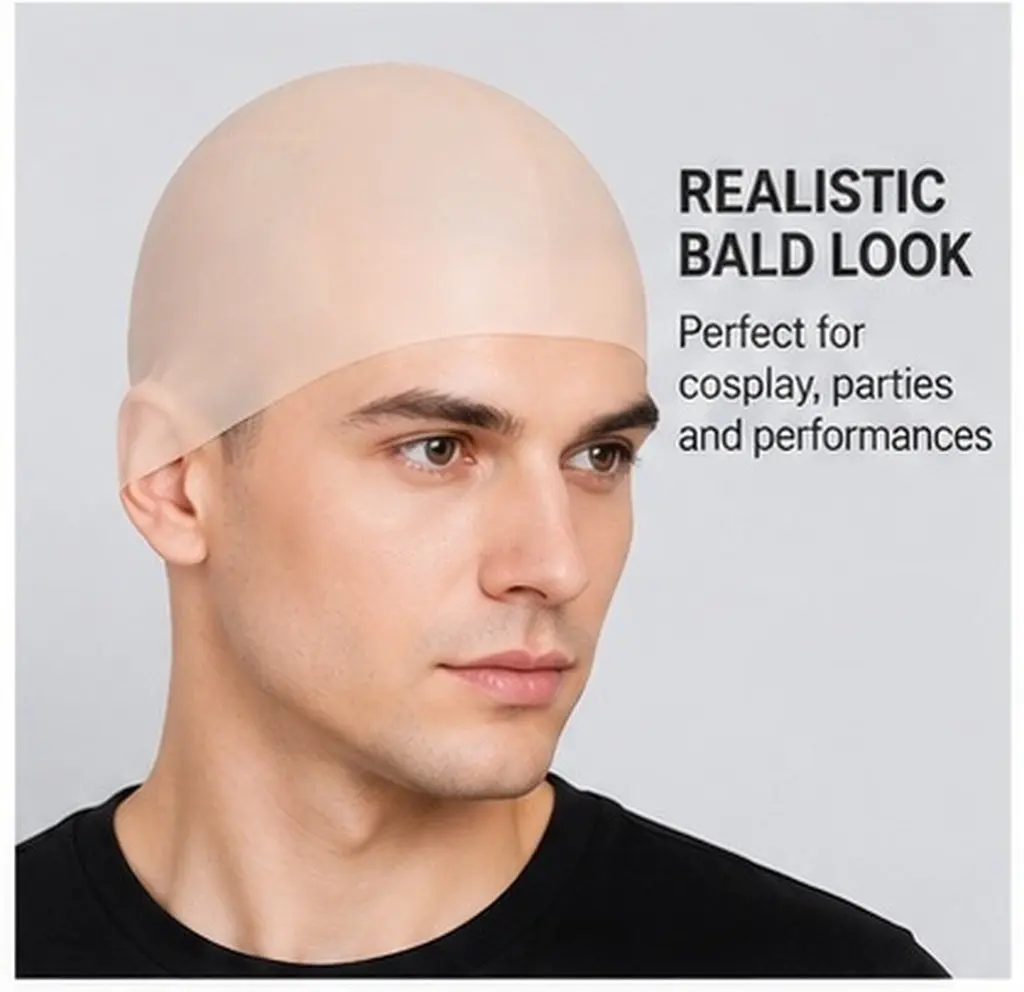 Latex Bald Size L Lifelike Bald Cosplay Headwear Halloween Prank Photo Props Role Playing Cosplay Headwear