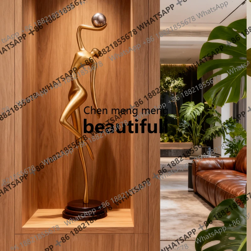 Light luxury minimalist art sculpture ornament, living room porch slender high-end soft decoration craft ornament