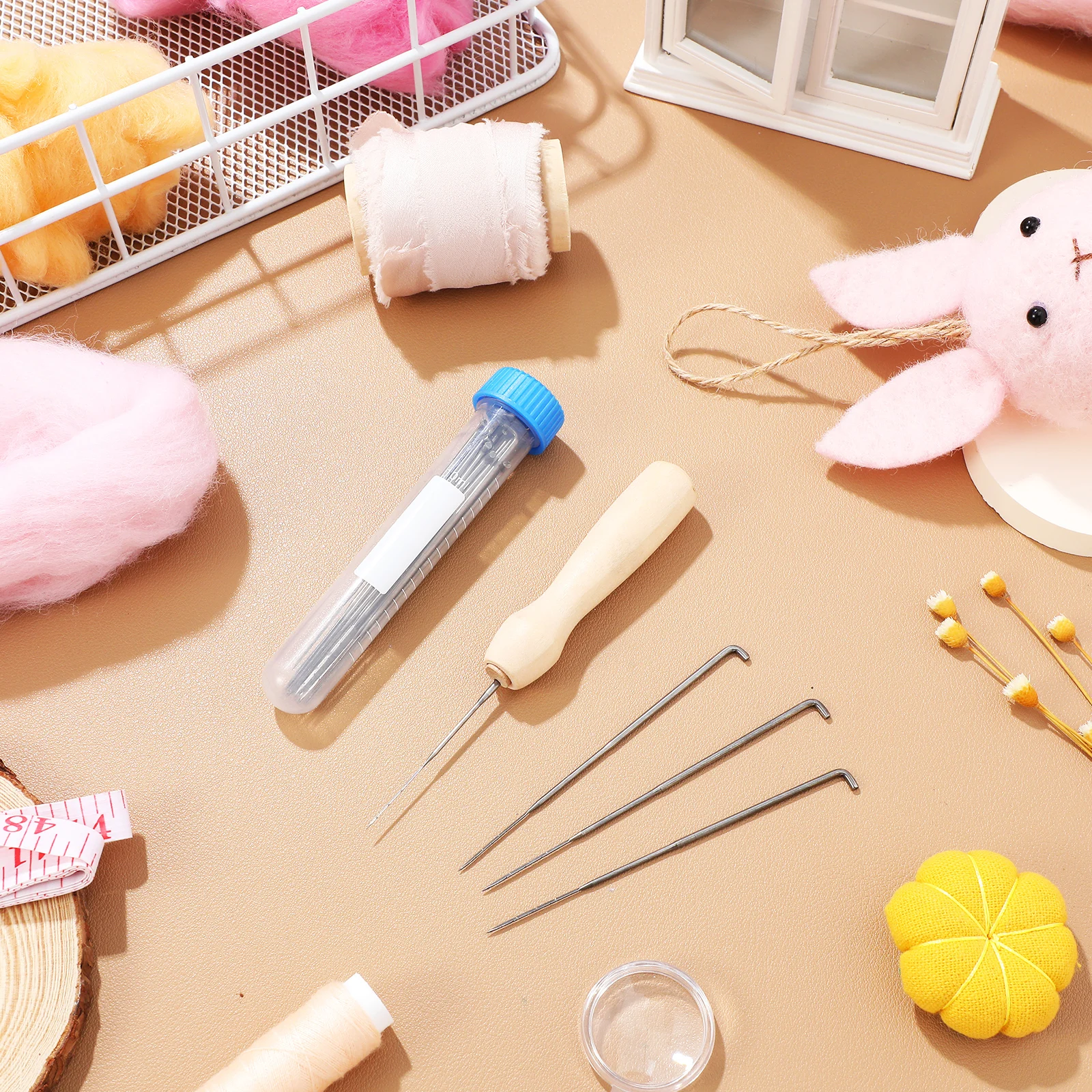 

20 Colors 10g Each Bottle 6 Needles Coarse Medium Fine Single Needle Felting Kit Wool Roving Craft Tools Sewing Needle