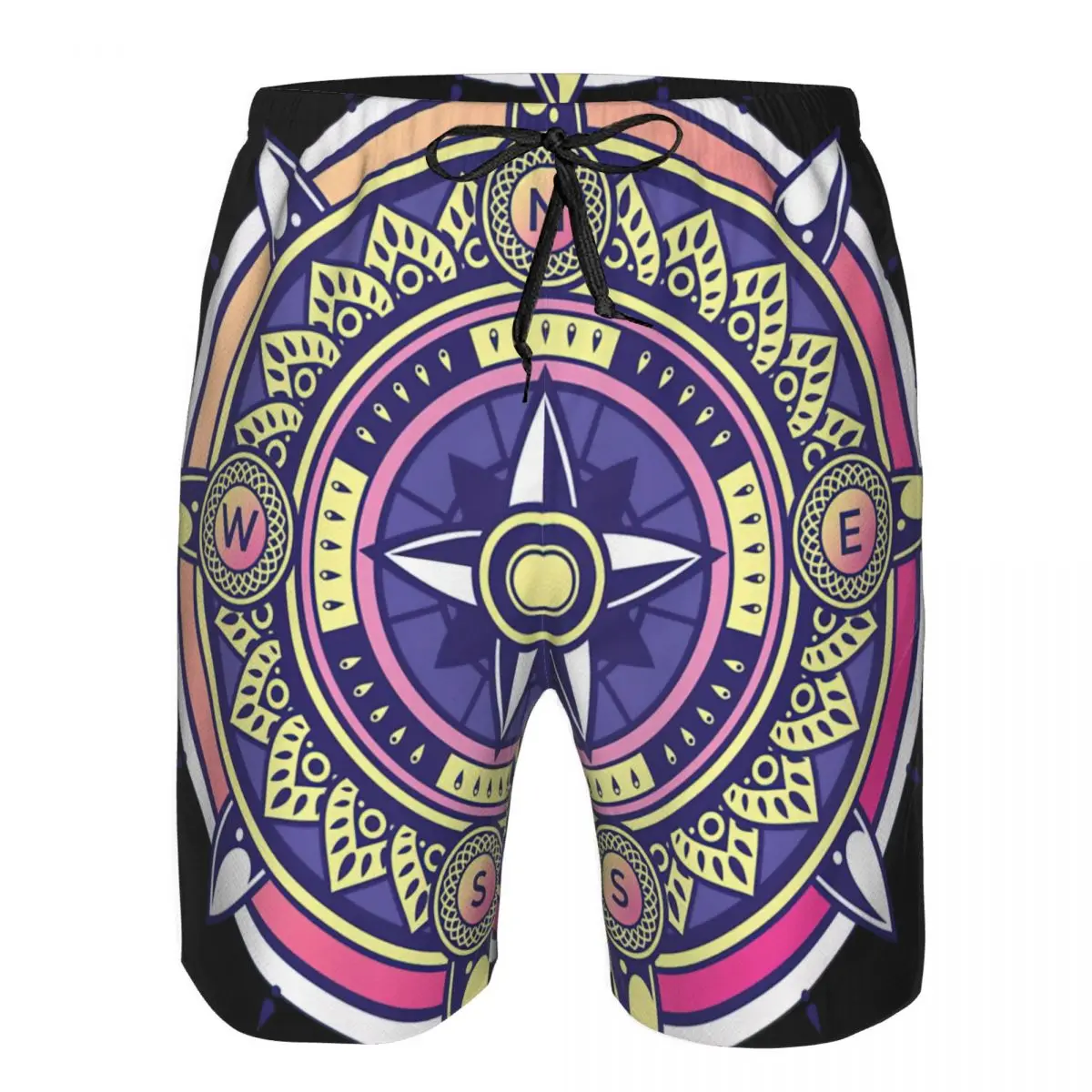 Decorative Antique Style Compass Rose Men's Beach Shorts Fitness Quick-drying Swimsuit Funny Street Fun 3D Shorts