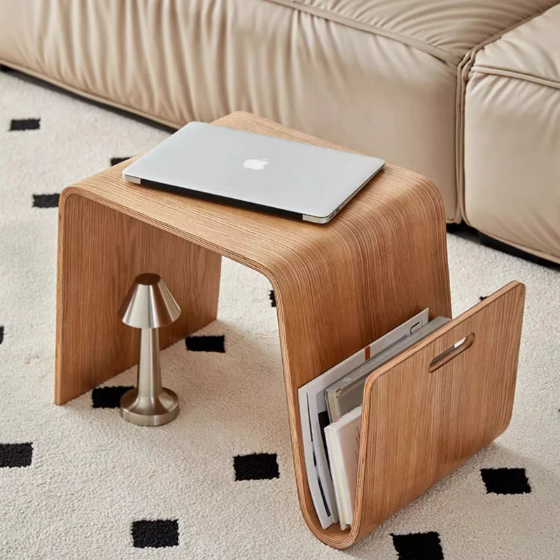 Nordic Solid Wood Coffee Table with N-Shaped Design Multi-Functional Side Table for Sofa/Living Room