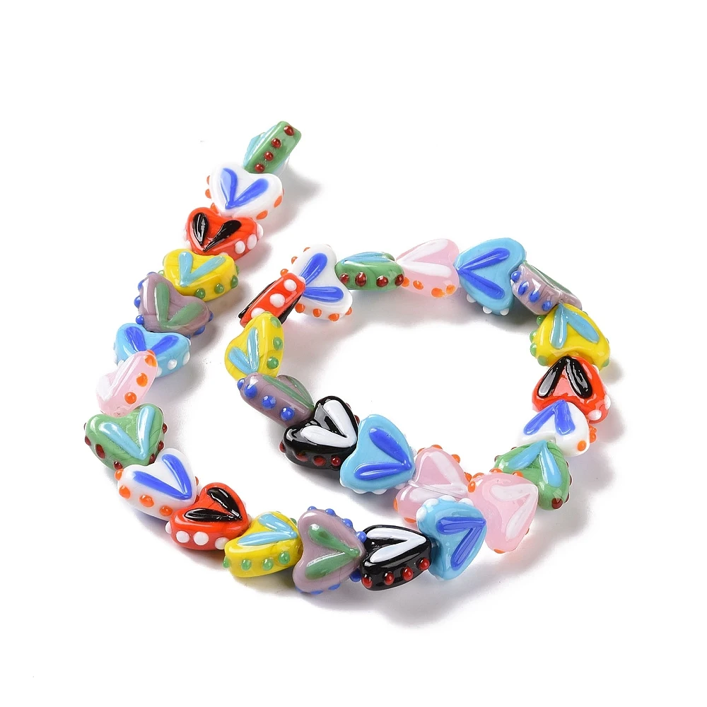 PandaHall 1 Strang handgefertigte Lampwork-Herzperlen, 14-17x16,5-17x6,5-7mm, 38cm Länge für DIY Halsketten- und Armbandherstellung – Detail 6