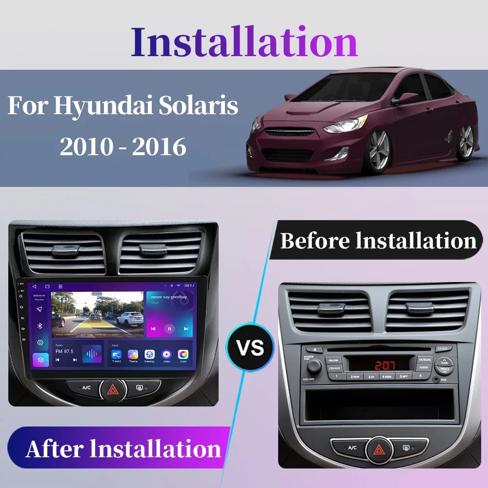 For Hyundai Solaris Verna Accent 2010 - 2016 Android Car Radio Multimedia Player GPS Navigaion Carplay Touch Screen Auto Stereo