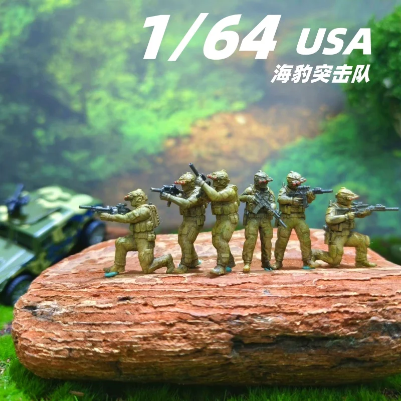 1:64 โมเดลเรซิ่นกองทัพเรือสหรัฐฯ ซีลส์ขนาดเล็กแอ็คชั่นฟิกเกอร์ 1/6 ชิ้นทหาร DIY อุปกรณ์เสริมฉากคอลเลกชันจอแสดงผลพัดลม