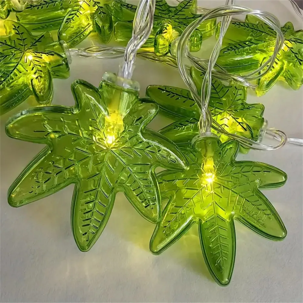 1PC 10/20 LED Green Leaf Fairy Lights, Battery-Powered, Used for Christmas, Hanukkah, Thanksgiving, New Year, Harvest Decoration