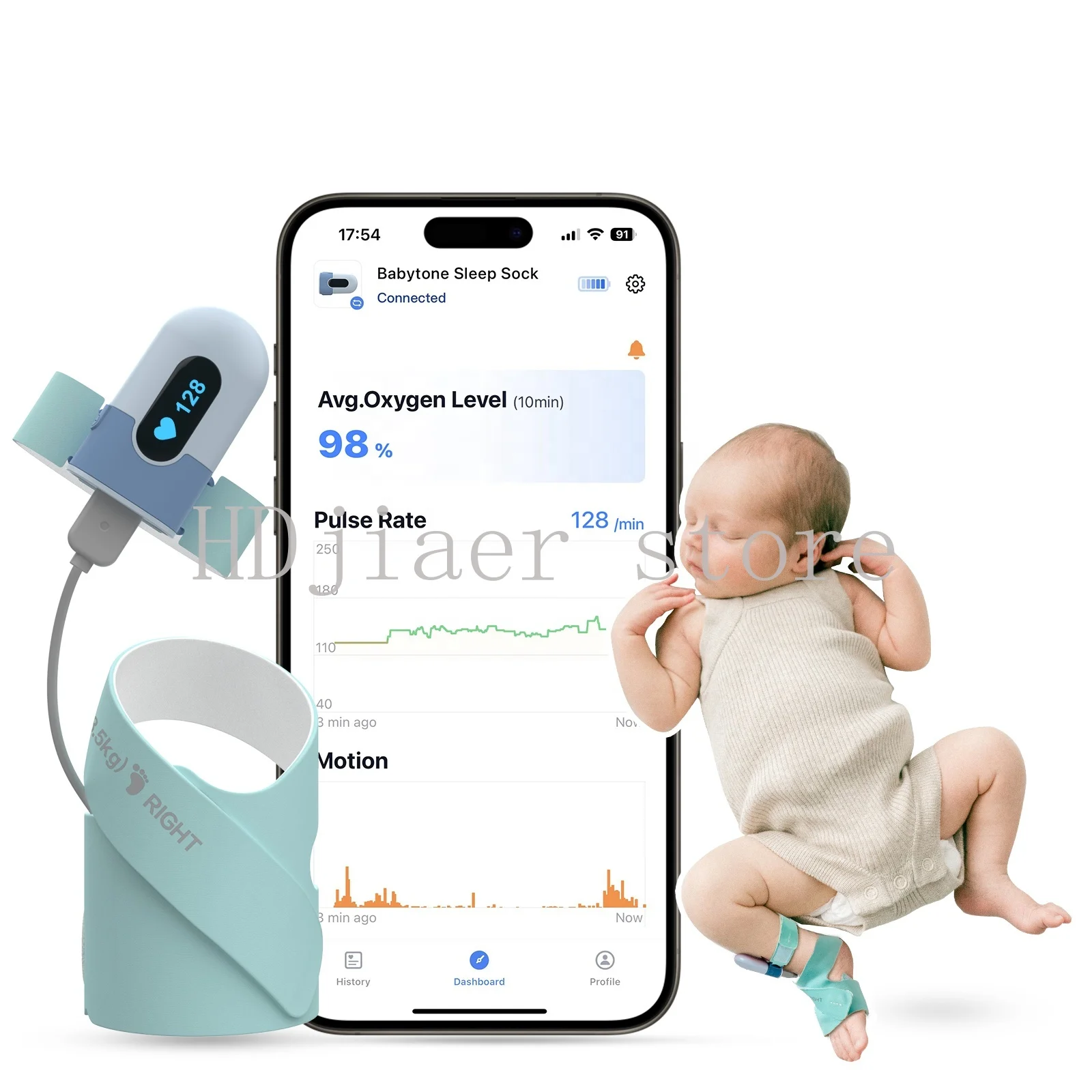 

Viatom BabyO2 Oximeter: Infant Sock Probe + Sleep Monitoring + Camera, Super Powerful Functions