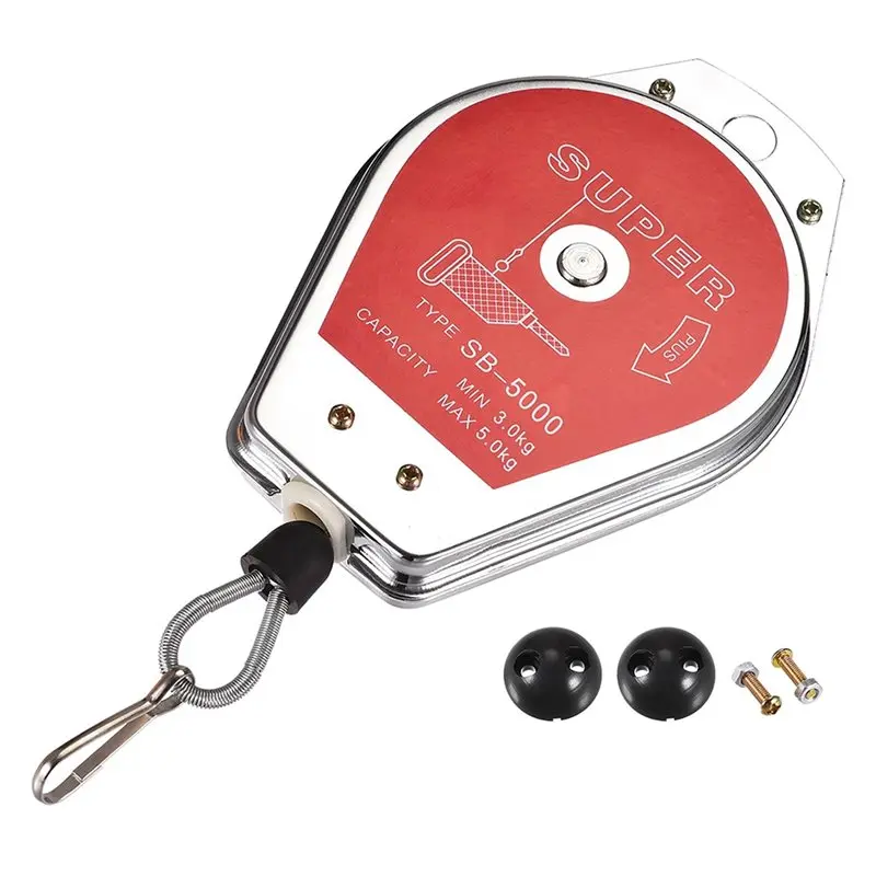ABMI-2X Retractable Spring Balancer Tool Holder Hanging Equipment 6.6-11Lbs (3-5Kg) Red With Fitting Accessory,