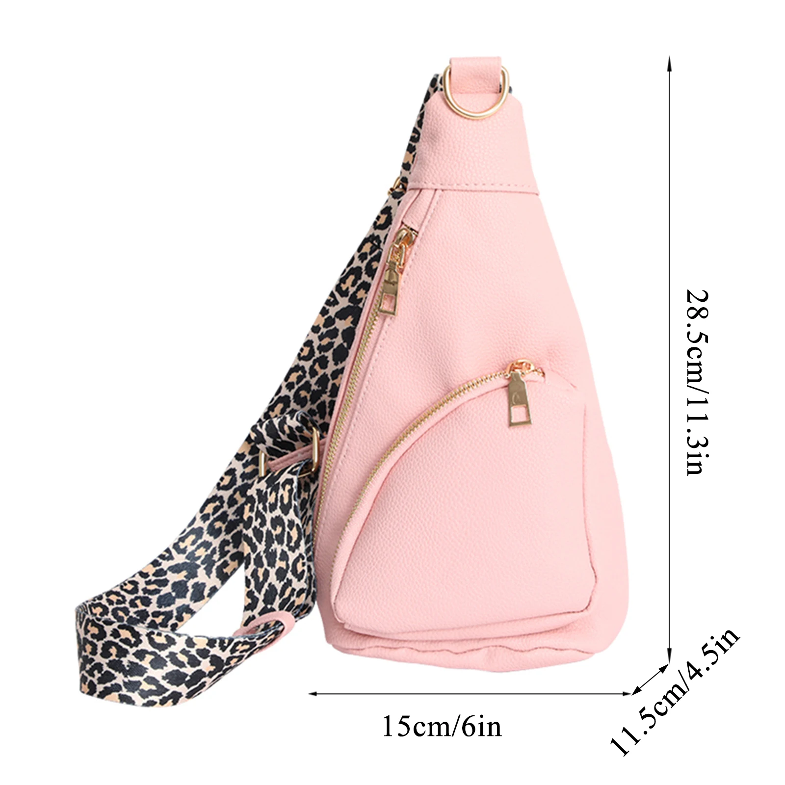 Sling Bags Crossbody For Women With Leopard Adjustable Strap PU Leather Chest Bag For Travel Hiking