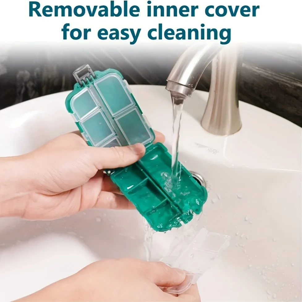 Scatola protettiva per medicinali a doppio strato. Scatola per medicinali portatile multiscomparto, scatola da viaggio, a prova di perdite