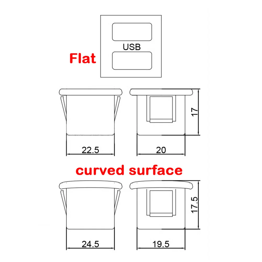 1PCS USB Female Base Type-C Double-Layer Socket USB A Type C Charging Socket Power Socket with Cable Connector Buck Module