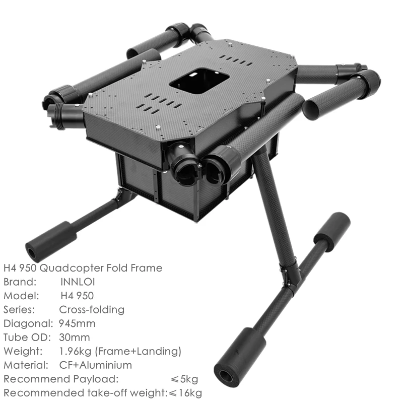 INNLOI H4 950 945mm Quadcopter Portable Drone Folding Frame For Rescue Patrol Mapping Survey Task Security Patrol Payload 5kg