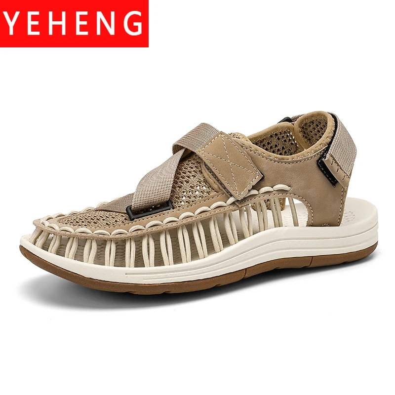 Summer New Woven Sandals Men's Brand Designer Fashion Casual Outdoor Wading Trampoline Shoes Large Size Hand-woven Beach Sandals