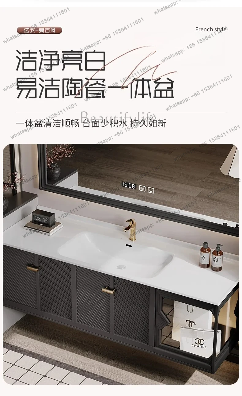 Nuovo mobile da bagno francese semplice combinazione di mobili per lavabo integrati in ceramica 2025 nuovo lavabo