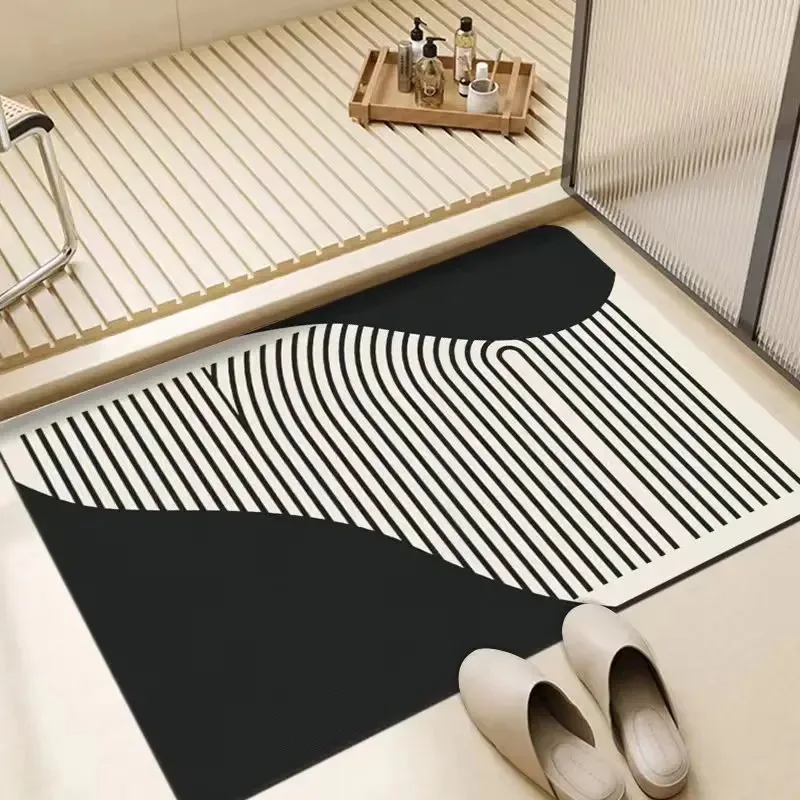 VIKAMA Moderne, minimalistische Badezimmermatte, saugfähig, schnell trocknend, für Toilettentür, rutschfeste Fußmatte für Dusche und Badewanne, Heimdekoration