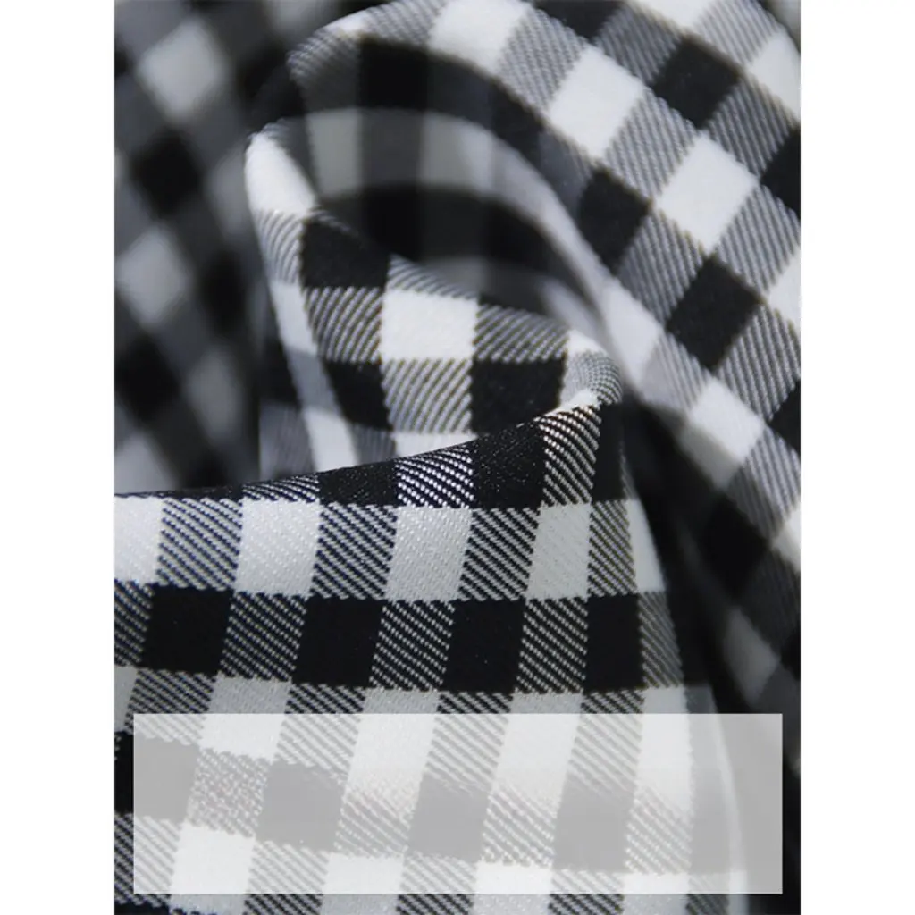 

Women's High-Waisted Slimming Plaid Skirt Black White Mid-Length A-Line Lace-Up Retro Style with Large Hem New Yujie