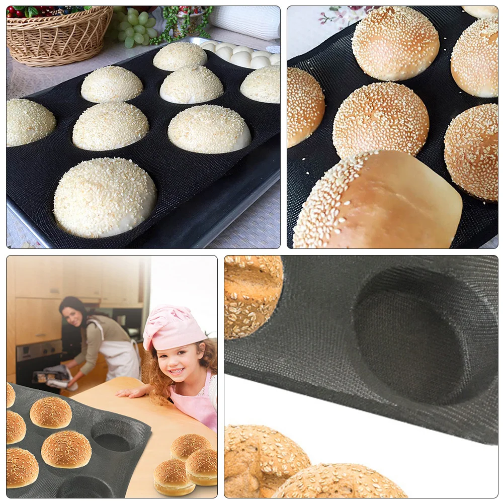 Pan Molds Silicone Bread Bun Baking Mold Burger Cake Forms Hamburger Loaf Pans Muffin Perforated Round Sheets Stick Non Fondant