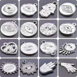 10pcs/lot Evil Eye Charm Hamsa Charm Hand of Fatima Khamsa Pendants Stainless Steel DIY for Necklace Earrings Jewelry Making New