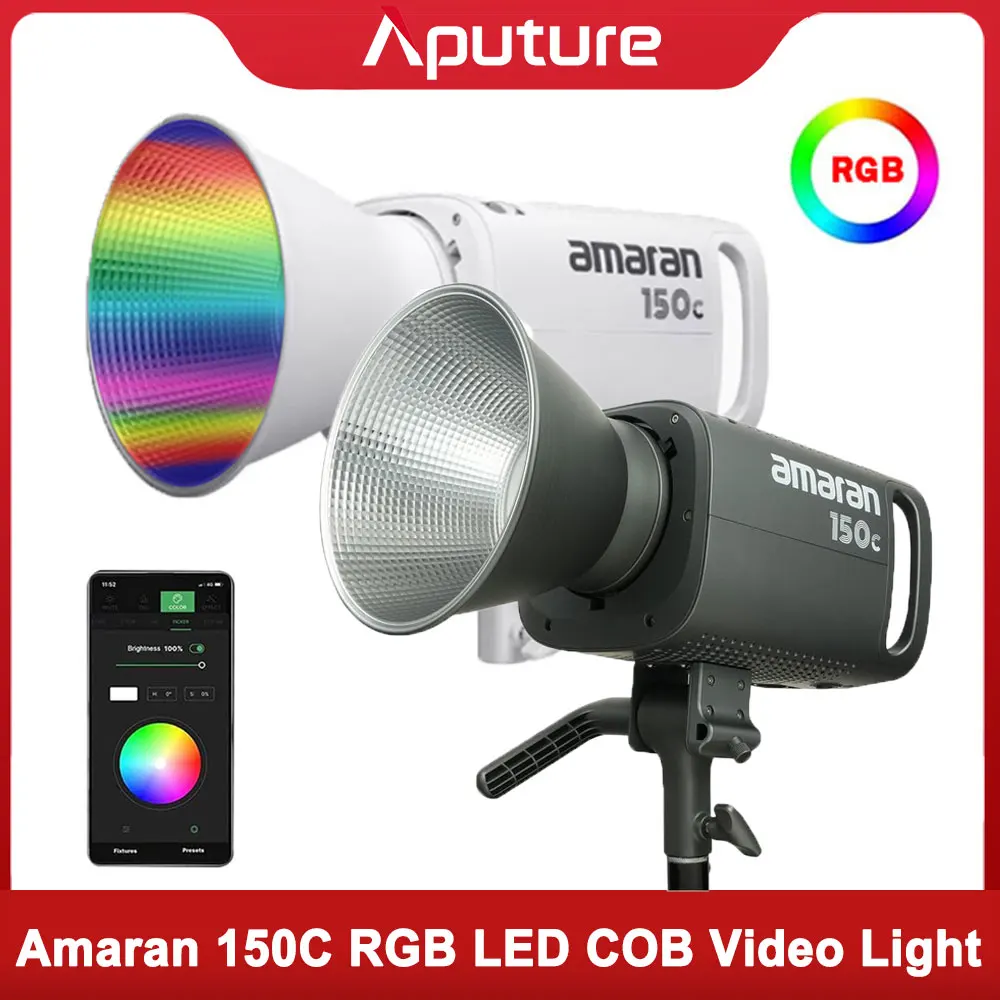 Aputure Amaran 150c 150W RGB LED COB Video Light 2500-7500K Bowens Mount App Control Studio Photography Light with G/M Adjustmen