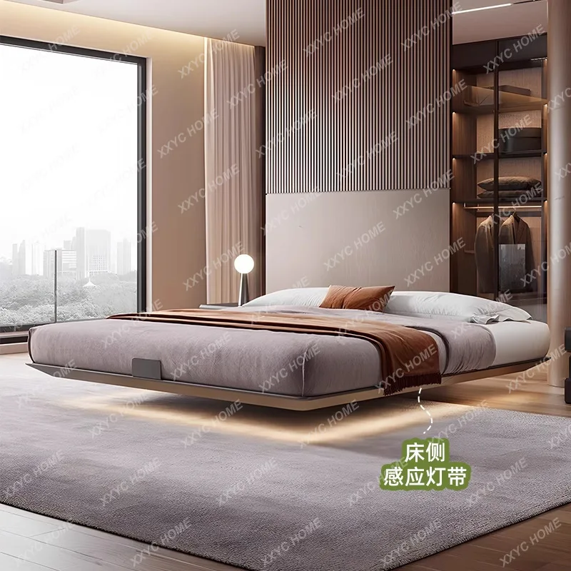 

L Carbon steel suspended bed frame master bedroom without bedside modern simplicity