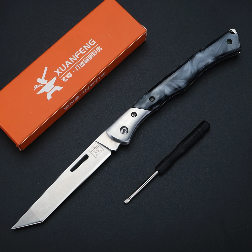 XUAN FENG field high hardness sharp tactical Folding knife camping hunting short knife self-defense tactical  9CR18Mov knife