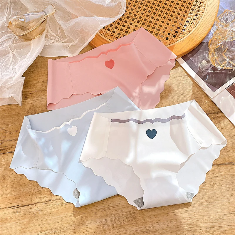 FINETOO 3Pcs/set Heart Seamless Panties Women Low-Rise Wave Underwear M-XL Female Comfortable Briefs Ladies Soft Underpants 2023