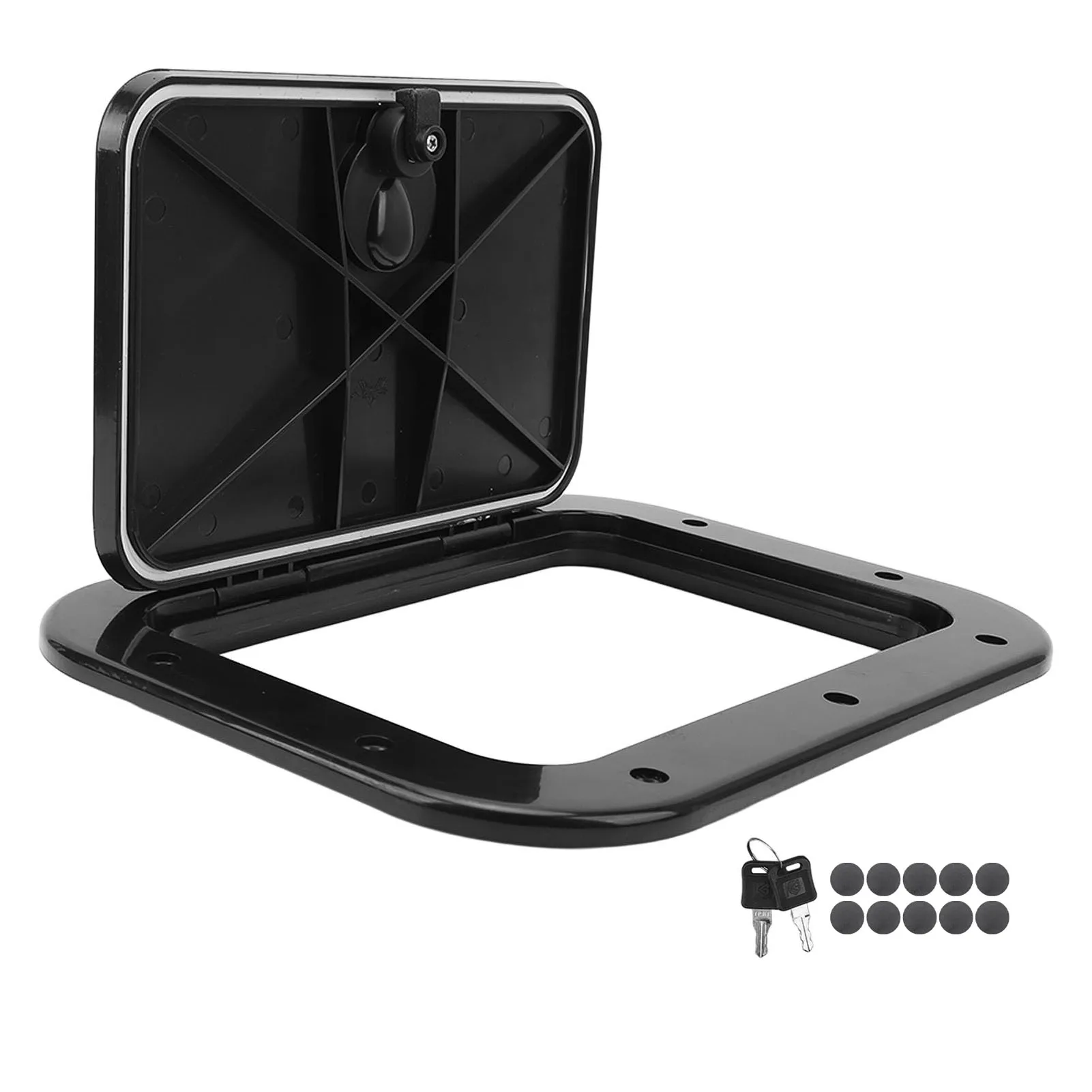 

Boat Deck Access Hatch with Lid - ABS, Anti Aging, Impact Proof, Compartment Door - Black - for RV Trailer Yacht Camper