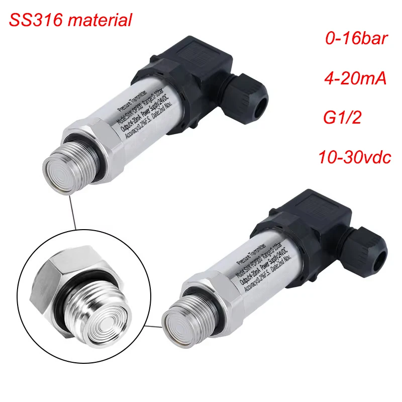 16bar Flat Film G1/2 Pressure Transmitter Flush Flat 4-20mA Diaphragm Diffusion Silicon ss316 Pressure Transmitter