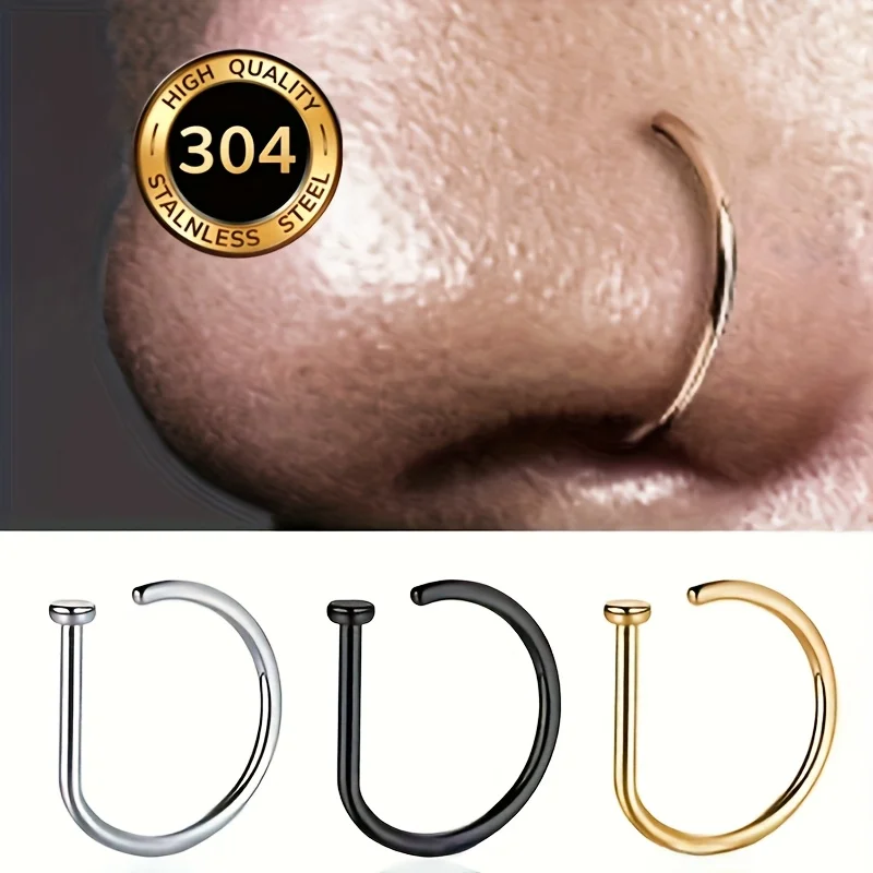 

1/3PCS Geometric Nose Ring, Punk Septum Hoop for Women, Stainless Steel Nose Stud Body Jewelry, Piercing Gift