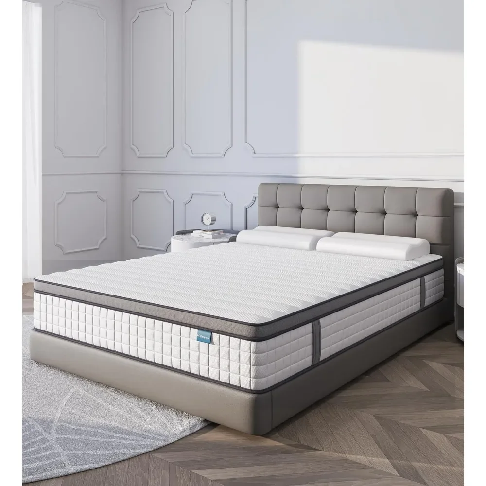 Queen Mattresses,12 Inch Queen Size Mattress in A Box,Memory Foam Hybrid White Mattress with Provide Support and Improve Sleep